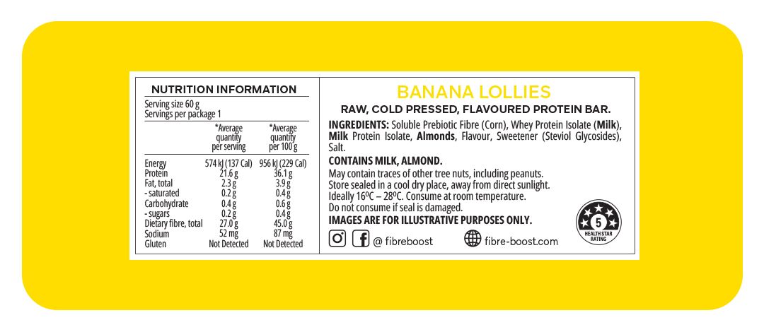 Banana Lollies Protein Bars - Nutritional Information - Keto Supplies