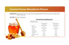 Nutrition label for caramel honey macadamia flavour product with honey jar and macadamias.