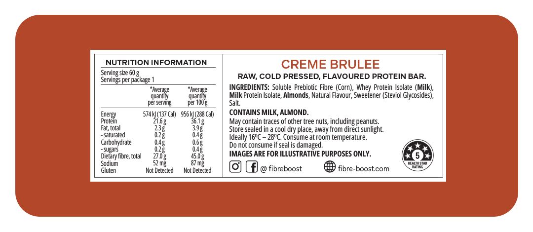 Creme Brulee Protein Bar - Nutritional Information - Keto Supplies