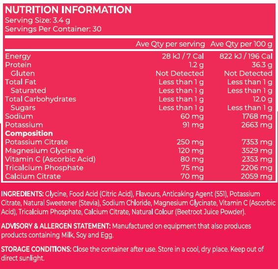 Revitalise "Electrolytes' - Raspberry Flavour - Keto Nutrition - 30 Serve