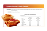 Nutrition label for peanut butter and jelly flavour product with ingredients and nutritional information.