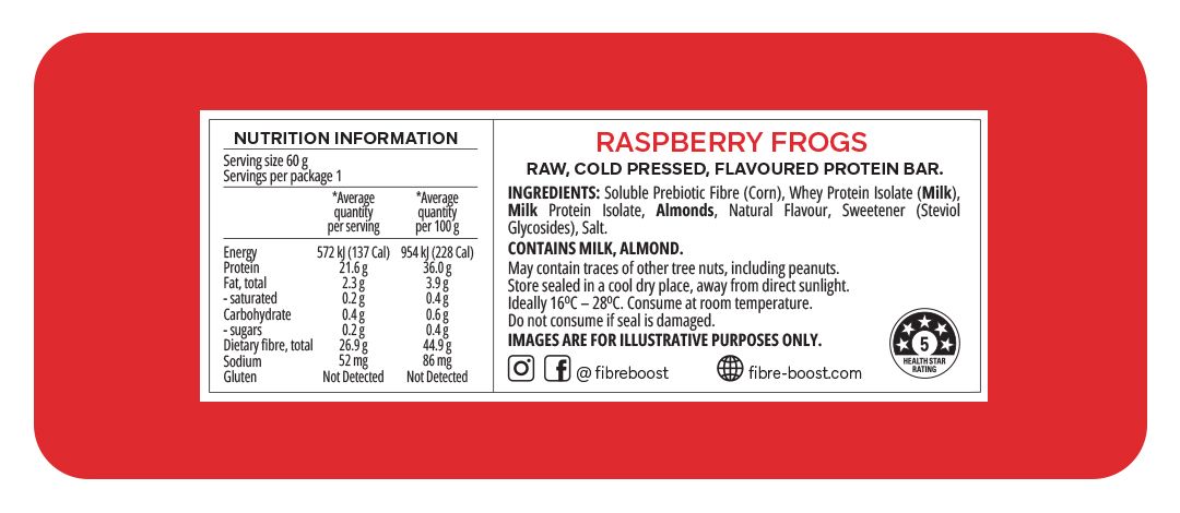 Raspberry Frogs Protein Bars - Nutritional Information - Keto Supplies