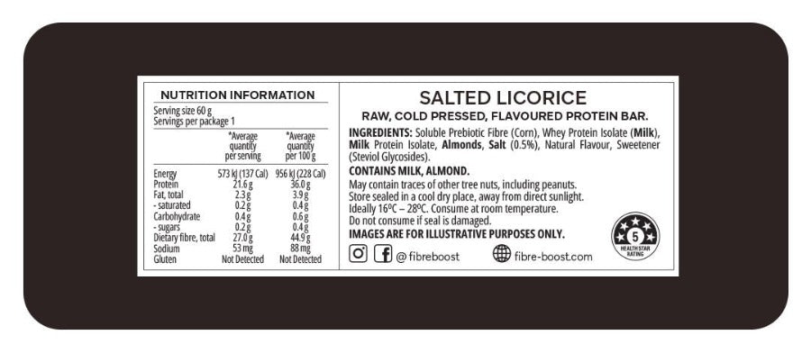 Salted Licorice Protein bar - Nutritional Information - Keto Supplies