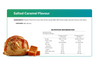 Nutrition label for salted caramel-flavored product with an image of ice cream and caramel pieces.