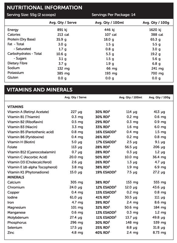 Vanilla Meal Shake Nutritional Info