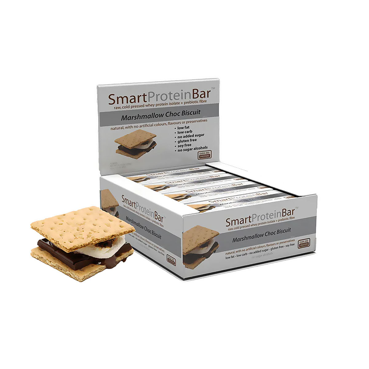 Smart Protein Bar - Marshmallow Choc Biscuit - Box of 12 - 720g - Ketogenic Supplies