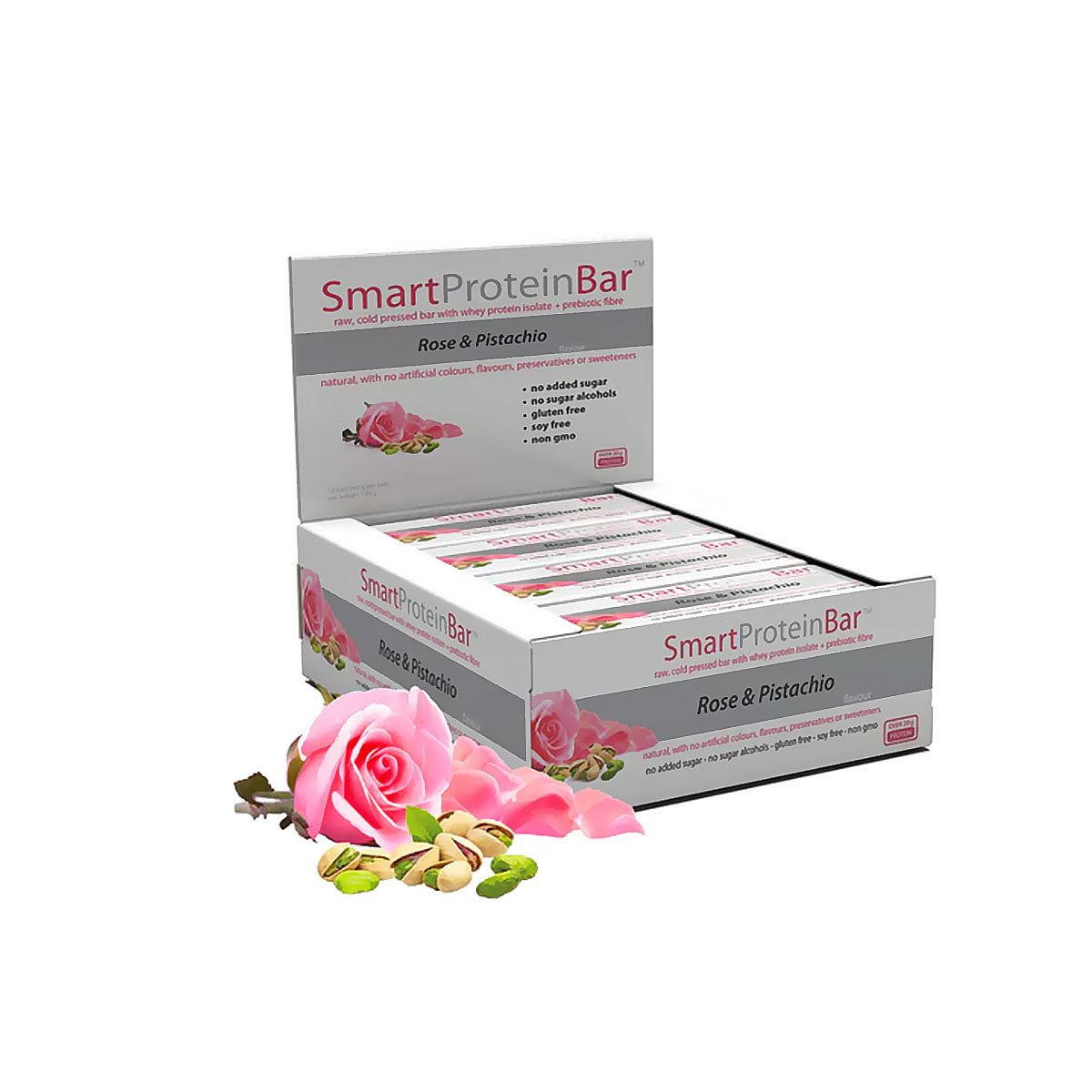 Smart Protein Bar - Rose & Pistachio - Box of 12 - 720g - Ketogenic Supplies