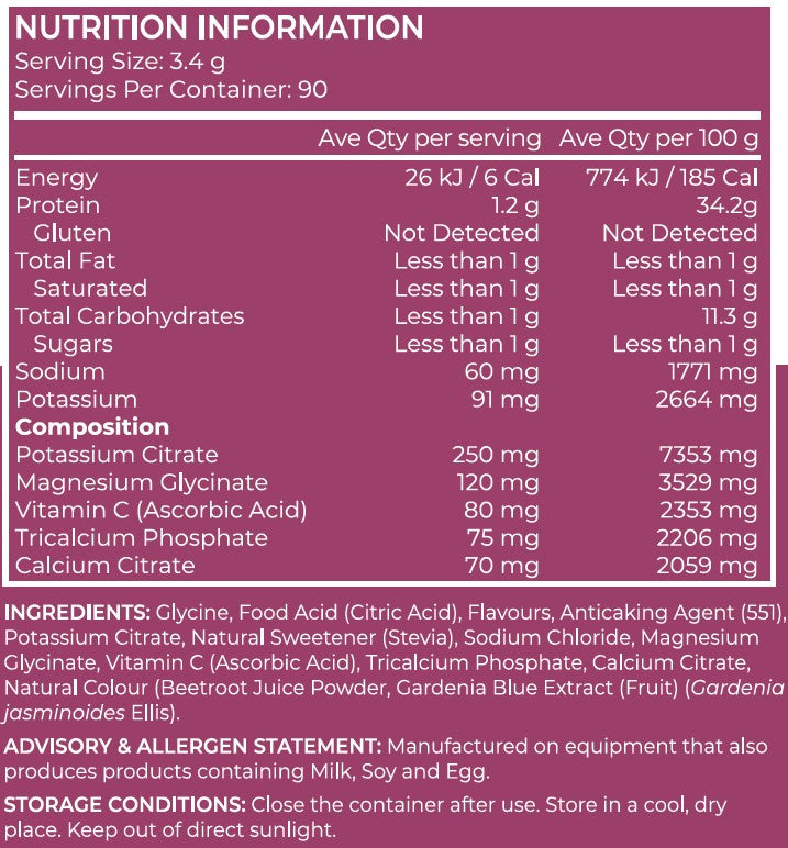 Image of Nutritional Info - Revitalise "Electrolytes' - Grape Flavour