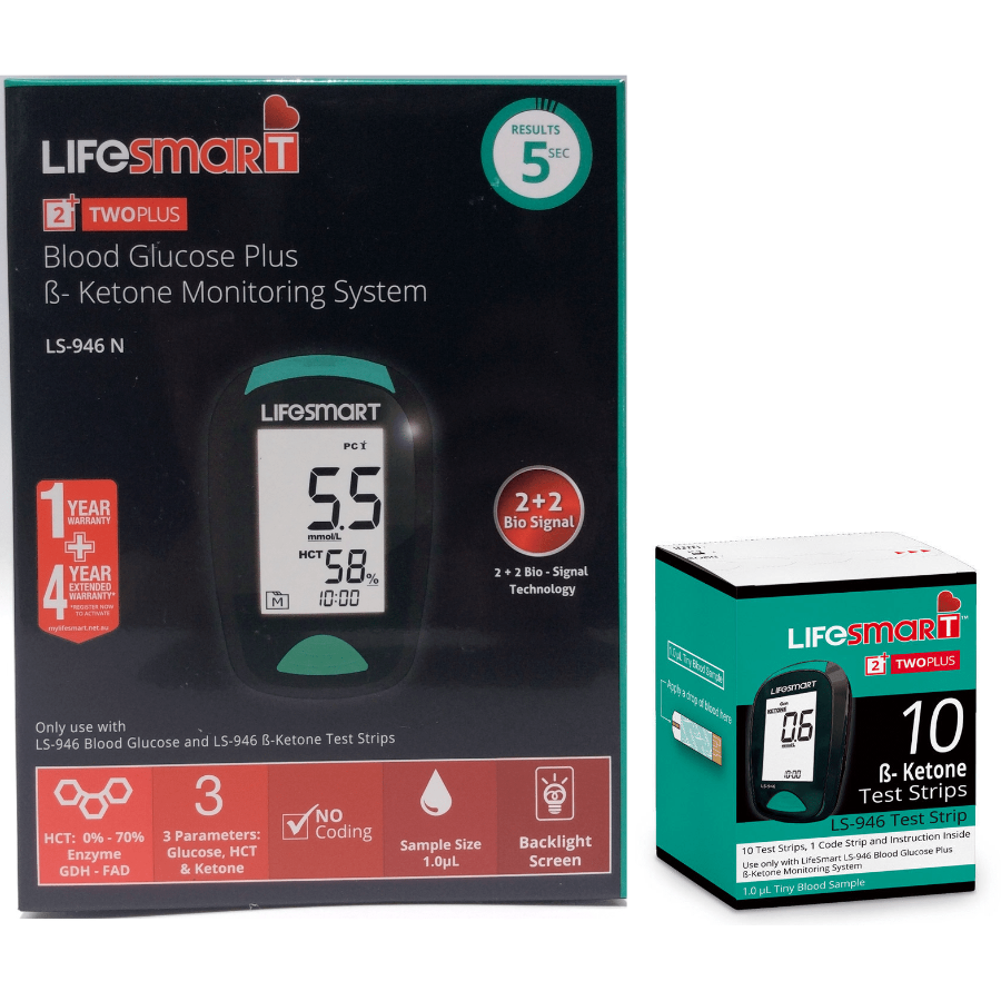 LifeSmart - Blood Ketone Tester + 1 Box Test Strips - Ketogenic Supplies