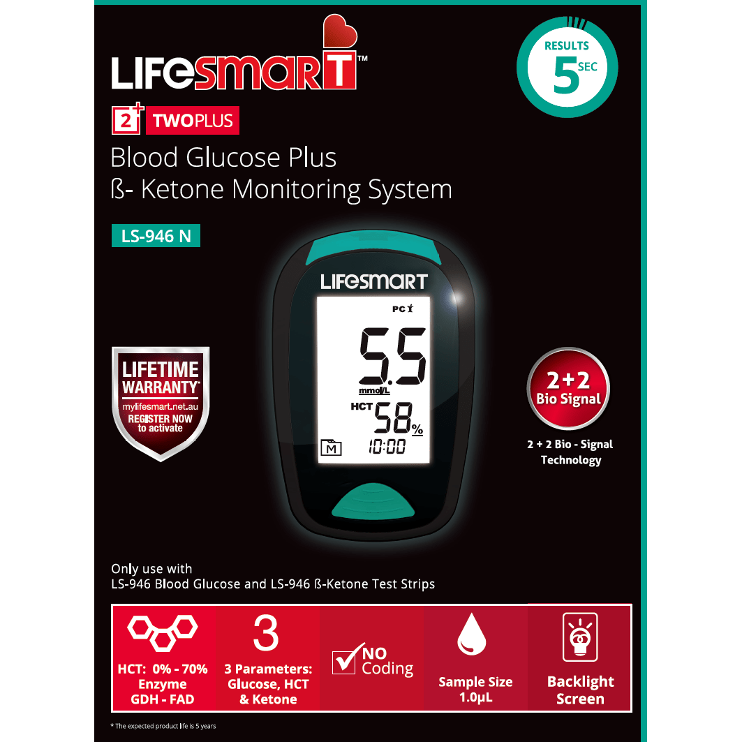 Lifesmart Ketone Testing LifeSmart - Blood Ketone Tester - BlueTooth Model