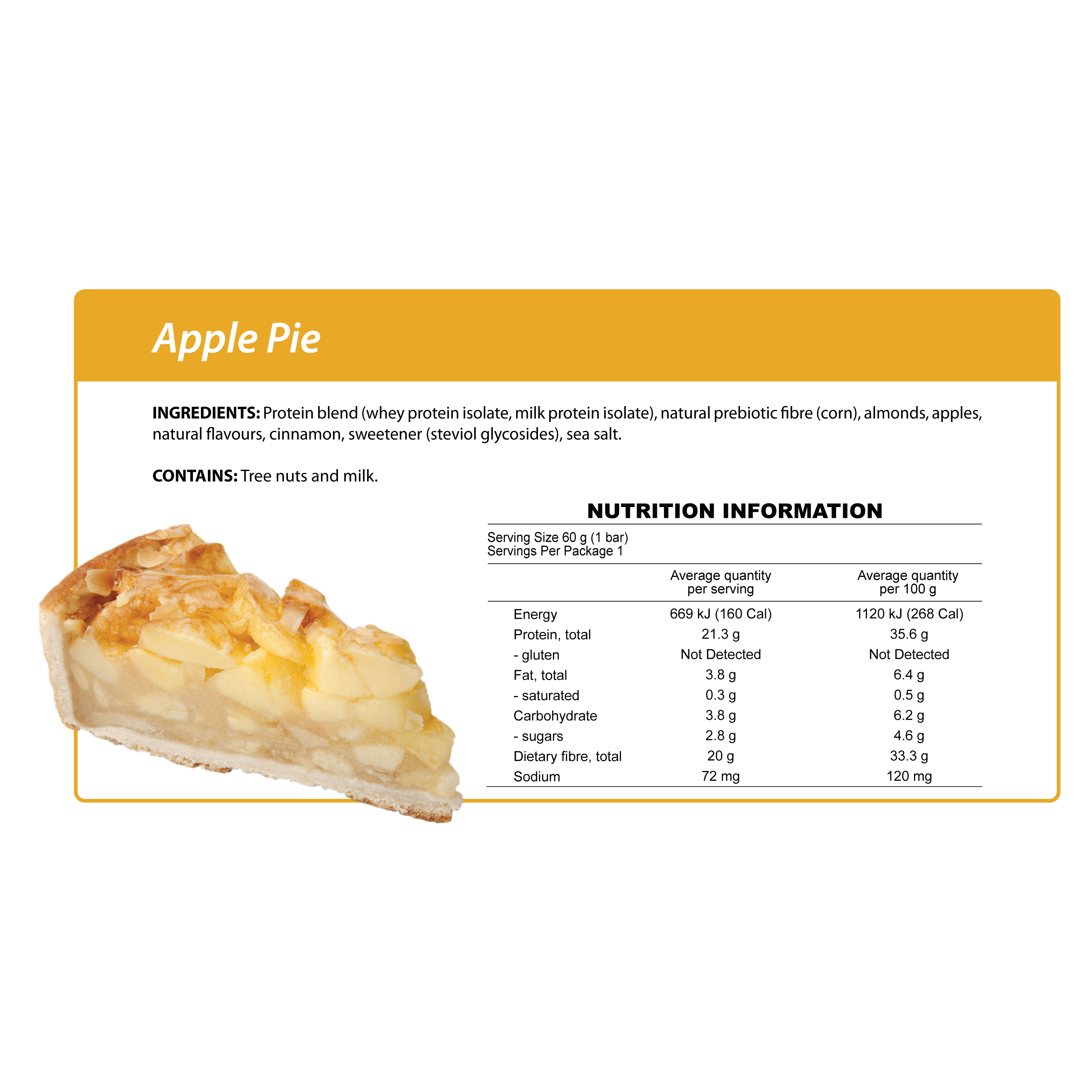 Smart Protein Bar - Apple Pie - Box of 12 - 720g - Ketogenic Supplies