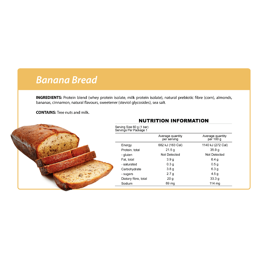 Smart Protein Bar - Banana Bread - Box of 12 - 720g - Ketogenic Supplies