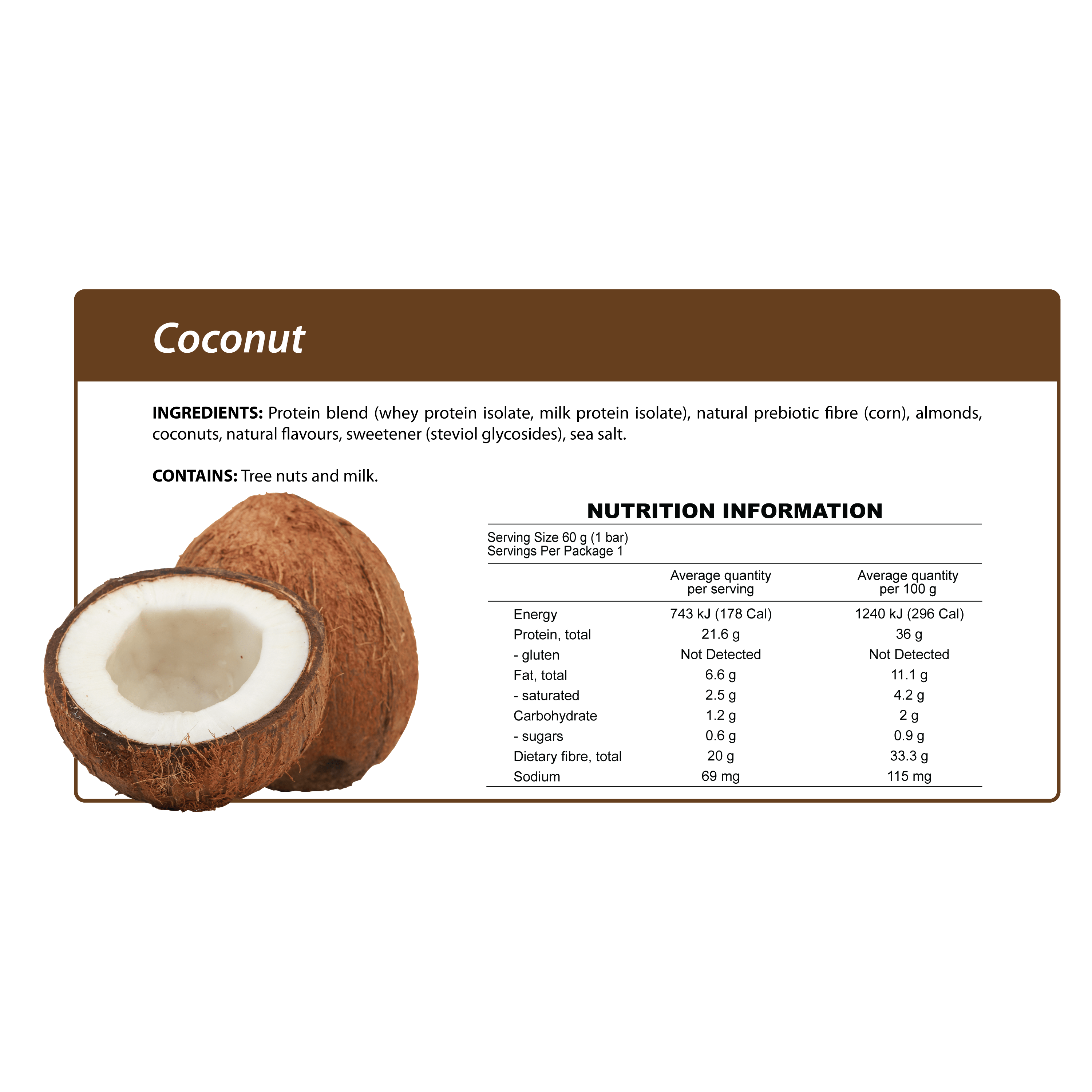 Smart Protein Bar - Coconut - Box of 12 - 720g - Ketogenic Supplies