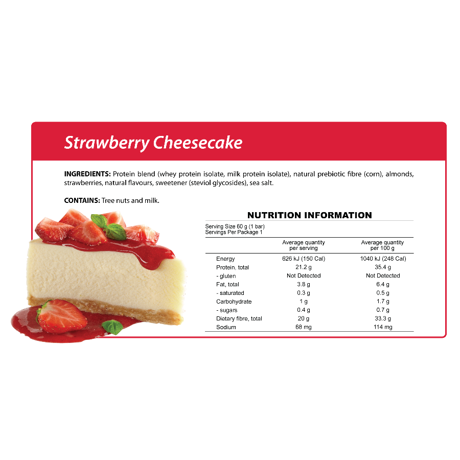 Smart Protein Bar - Strawberry Cheesecake - Box of 12 - 720g - Ketogenic Supplies